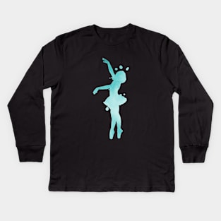 Turquoise Ballerina Kids Long Sleeve T-Shirt